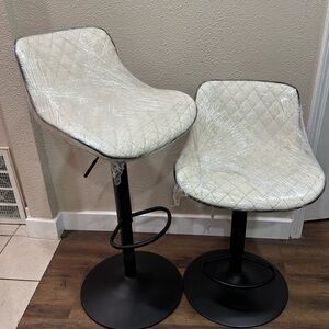 Elegant Cream Bar Stools with Black Base